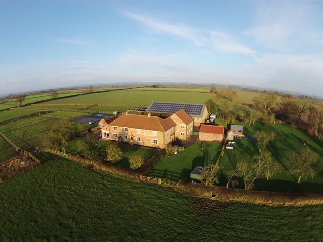 Brawby Grange from the air — the caravan site is in the orchard on the right